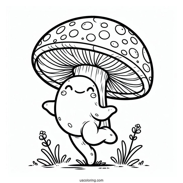 Mushroom Coloring Page Of Happy Toad Dancing Coloring Page For Kids