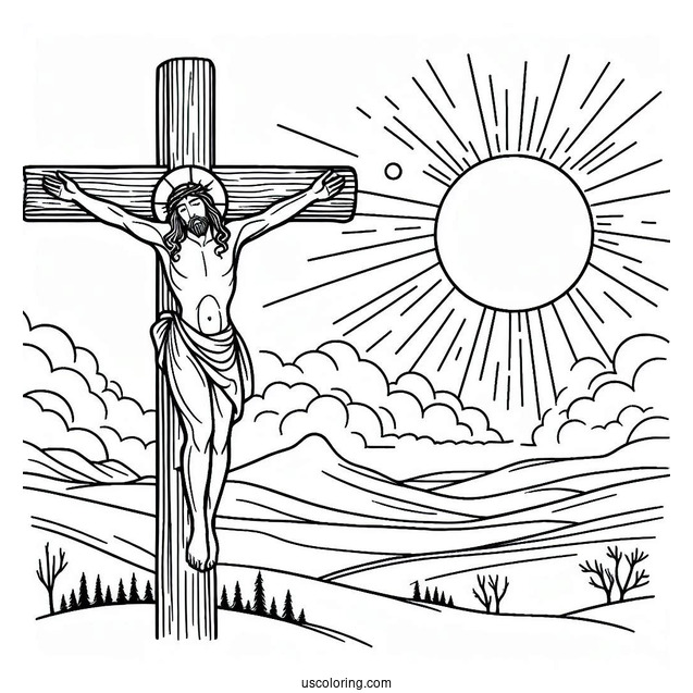 Jesus Christ On Cross Coloring For Kids