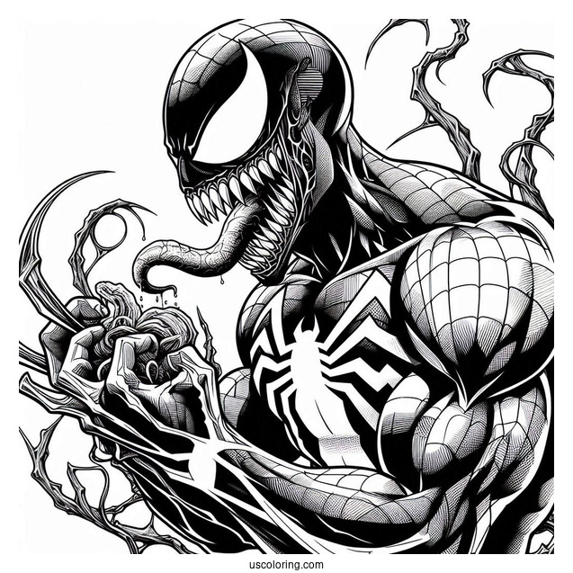 Detailed Spider-Man And Venom Coloring For Adults