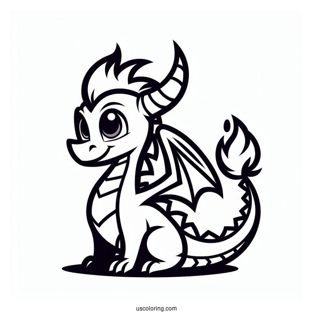 Easy Flame Dragon Outline From Sypro Coloring Page