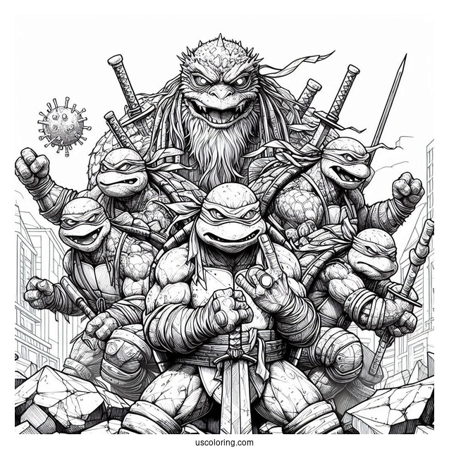 Ninja Turtles Coloring Page Of Detailed Rocksteady