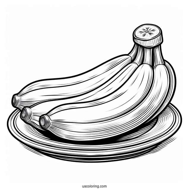 Peeled Banana Coloring Page On A Plate