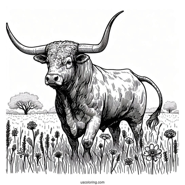 Texas Longhorn In The Field