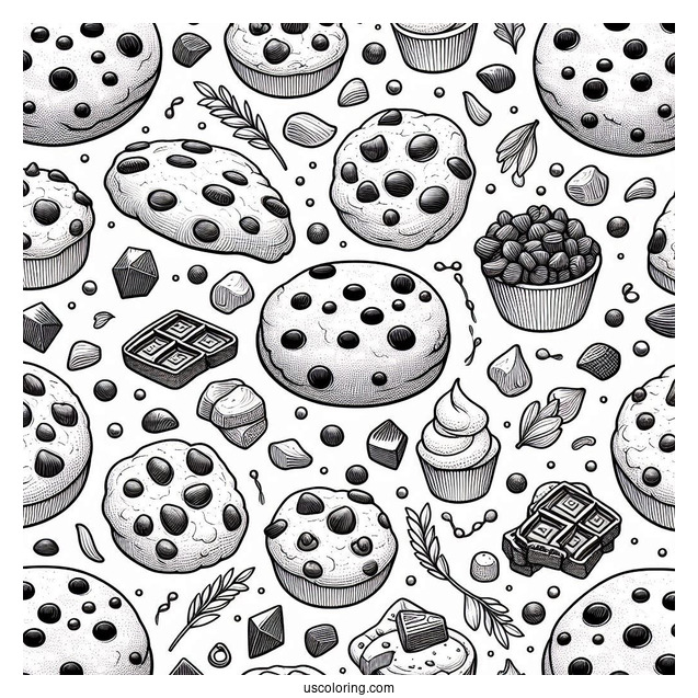Chocolate Chip Cookies Coloring Sheet