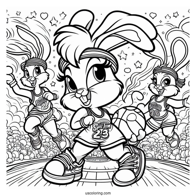 Lola Bunny Slam Dunks Coloring Page