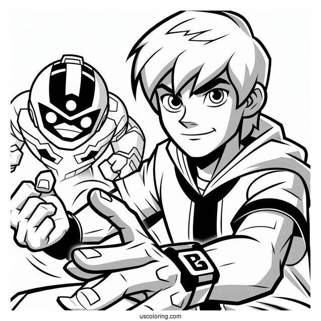 Ben 10 Coloring Page Of Teenage Ben With Omnitrix