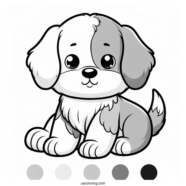 Two Tone Puppy Coloring Sheet For Preschoolers