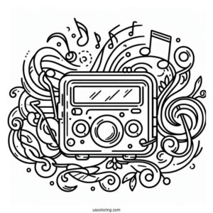 Music Coloring Page Of Simple MP3 Player Outline