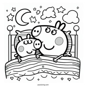 Peppa And George Going To Bed Coloring Page