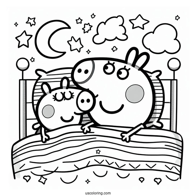 Peppa And George Going To Bed Coloring Page