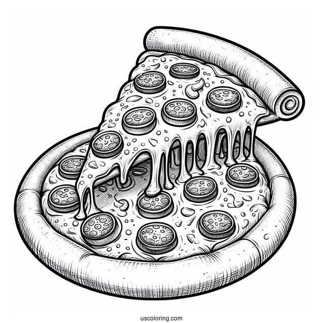 Slice Of Pepperoni Pizza With Melting Cheese