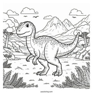 Dinosaur Coloring Page Of Ouranosaurus Strolling In Nature