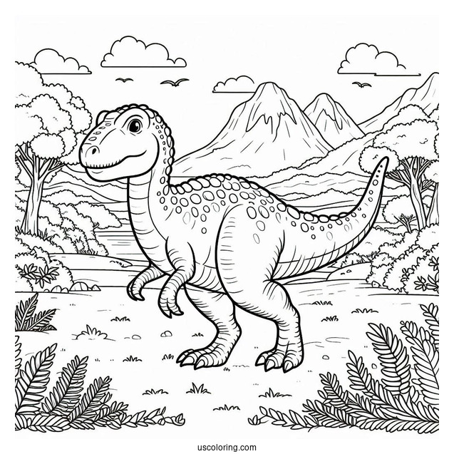 Dinosaur Coloring Page Of Ouranosaurus Strolling In Nature
