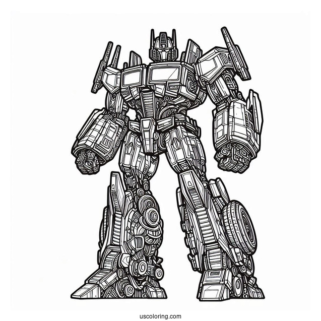 Intricate Outline Of Optimus Prime Coloring Page