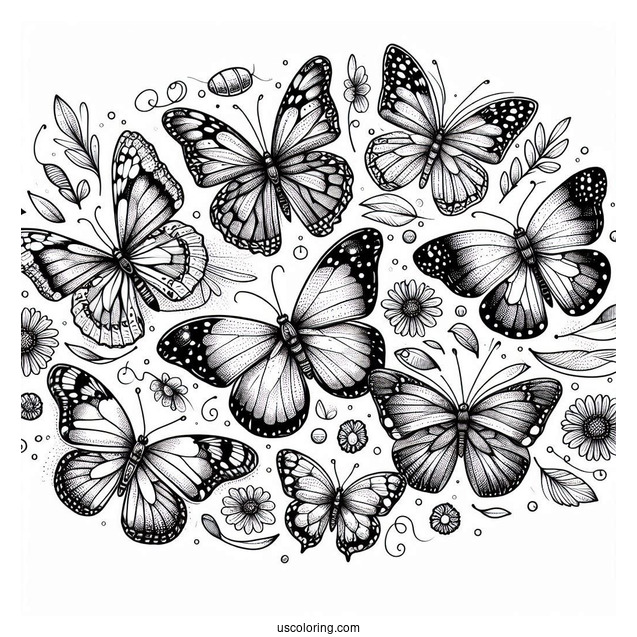 Top View Of An Assortment Of Butterflies