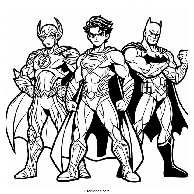 Simple Justice League Coloring Page Cartoon For Kids