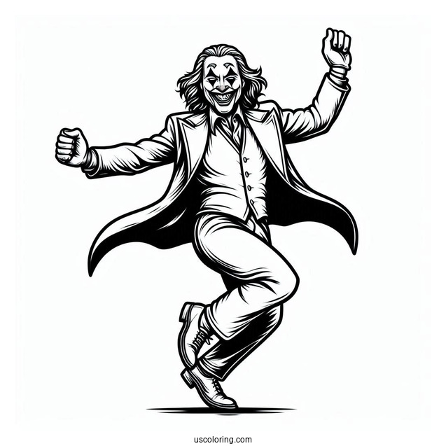 Detailed Coloring Sheet Of Joker Dancing