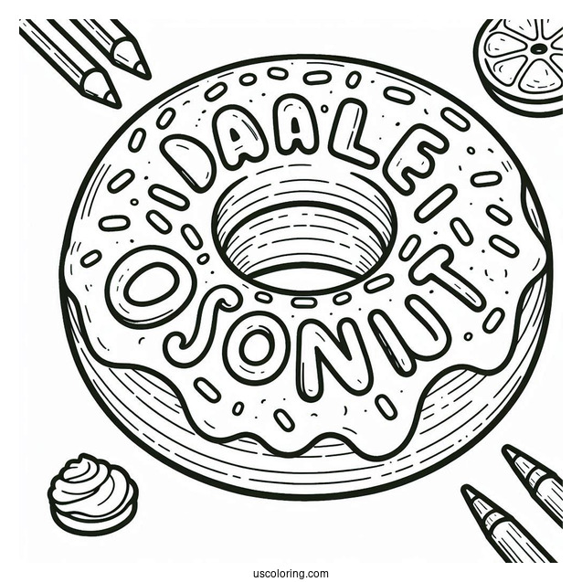Simple Outline Of Donut With Text To Color