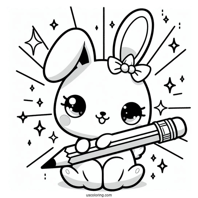 Sunny Bunnies Coloring Page Of Shiny Holding A Pencil