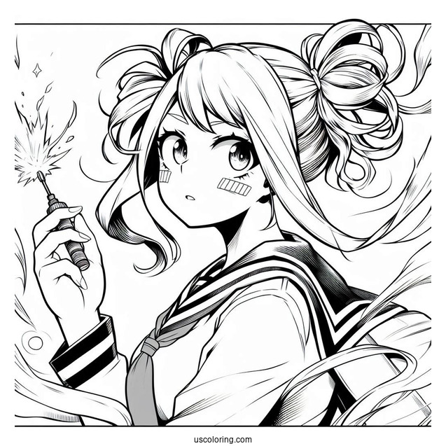 My Hero Academia Coloring Page Of Himiko Toga In Battle
