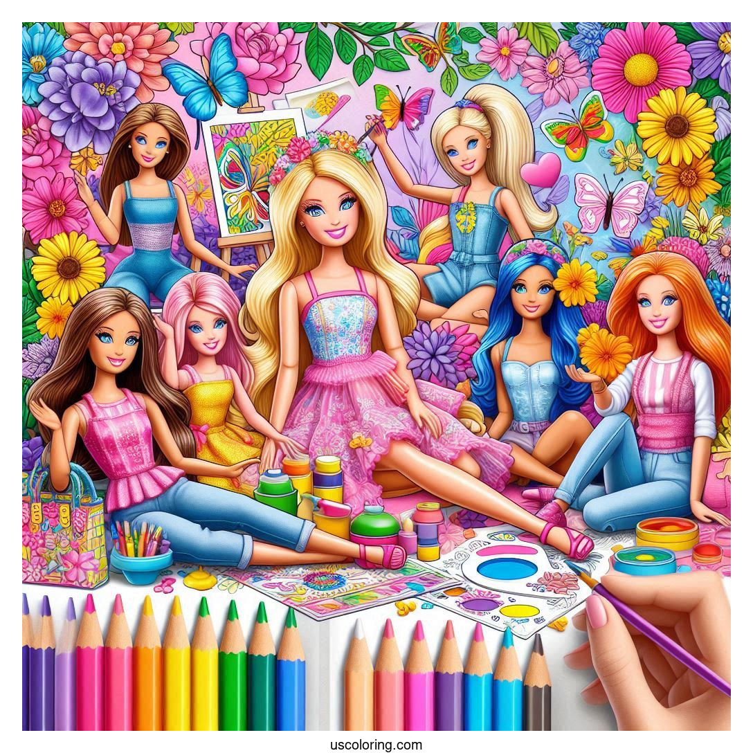 barbie coloring pages feature image