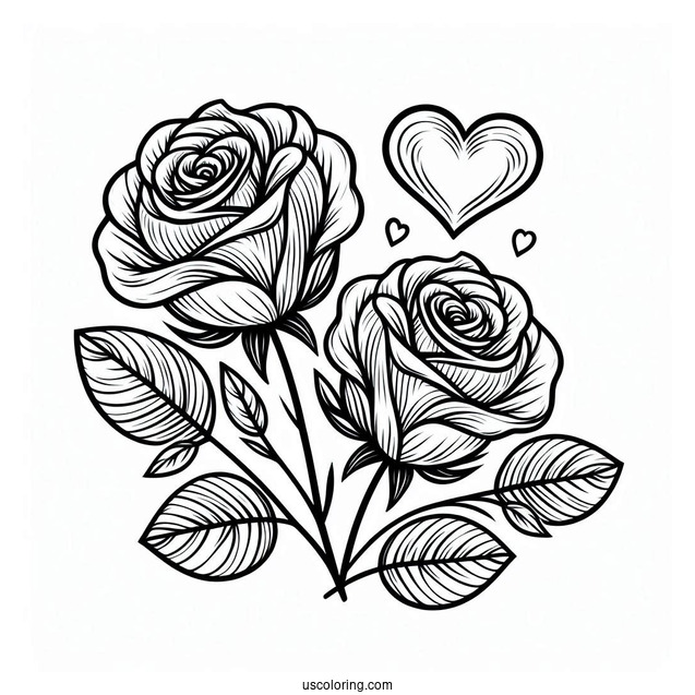 Two Roses With a Love Heart