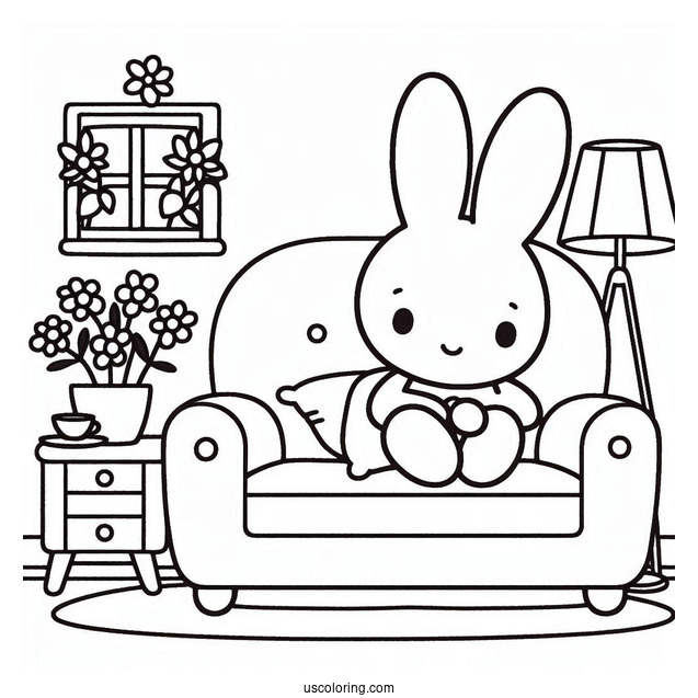 Miffy Coloring Page Of Melanie Sitting On A Couch