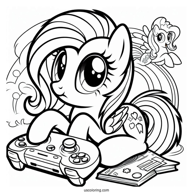 Pinkie Pie Coloring Page And Rainbow Dash Playing Video Games