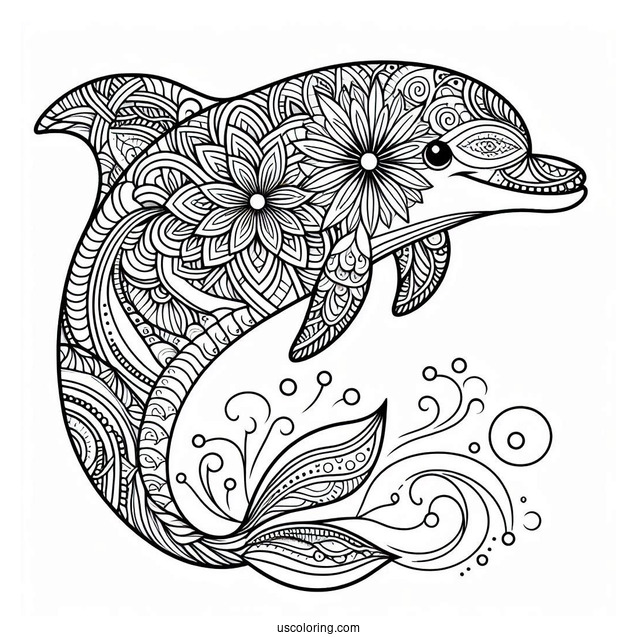 Mandala Dolphin Coloring Page For Adults