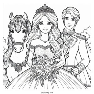 Princess Barbie With Prince And Horse