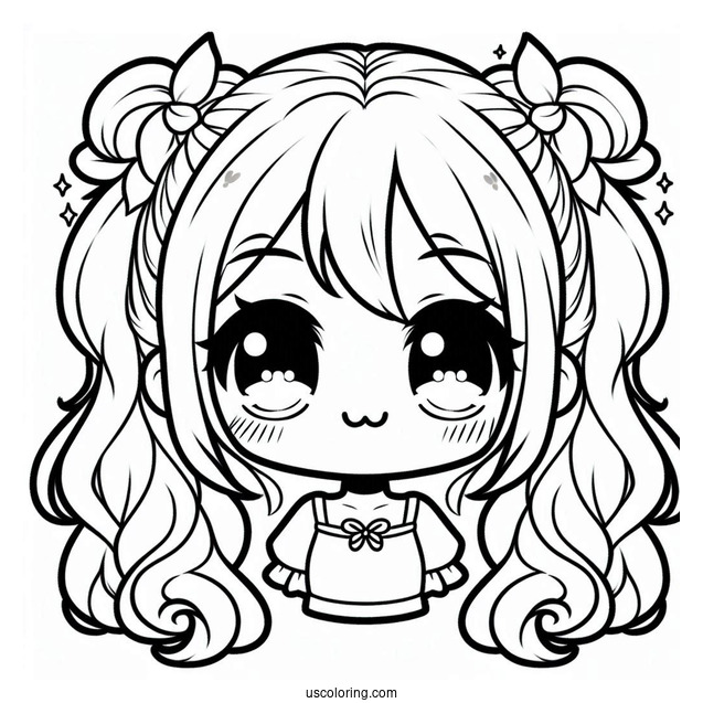 Kawaii Chibi Girl In Pigtails Coloring Sheet