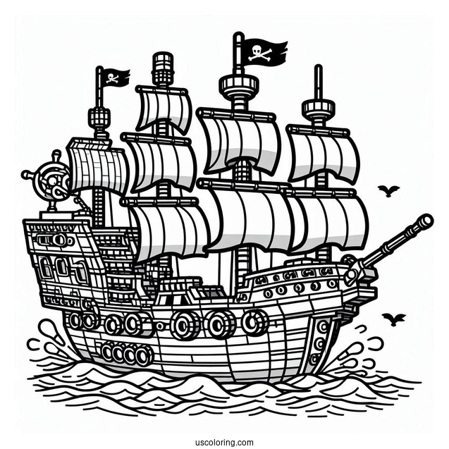 Lego Pirate Ship Coloring Page For Kids