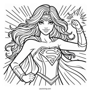 Easy Supergirl Coloring Page With Flash Outline