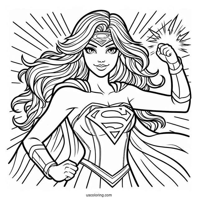 Easy Supergirl Coloring Page With Flash Outline