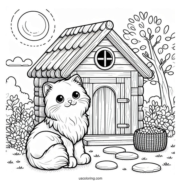 Cat Sitting Outside Cat House