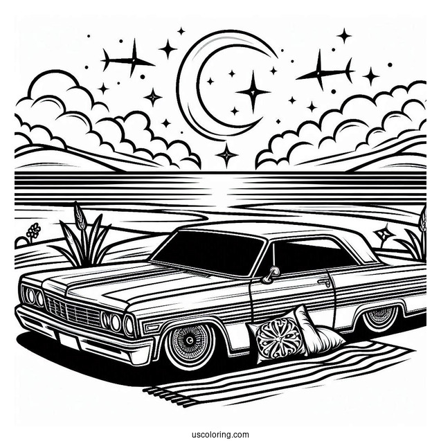 Sleep Lowrider Coloring Page Car Outline For Kids