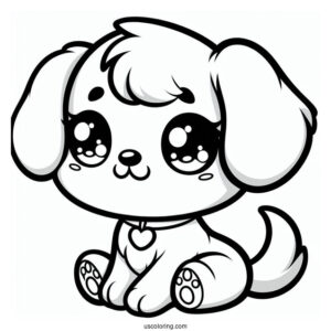 Chibi Puppy Coloring Page For Kids