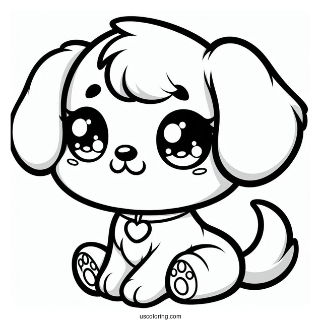 Chibi Puppy Coloring Page For Kids