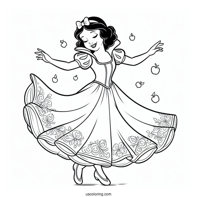 Coloring Page Of Snow White Dancing