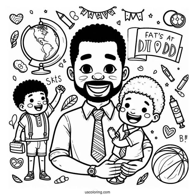 Father's Day Coloring Page Of Fun World s Best Dad For Kids