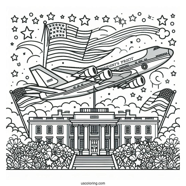 Happy President s Day Air Force One Plane Coloring Page