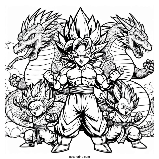 Detailed Coloring Sheet Of Dragon Team