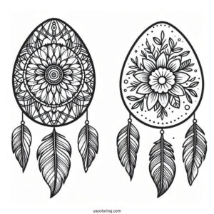 Floral Easter Egg Coloring Page Dreamcatcher