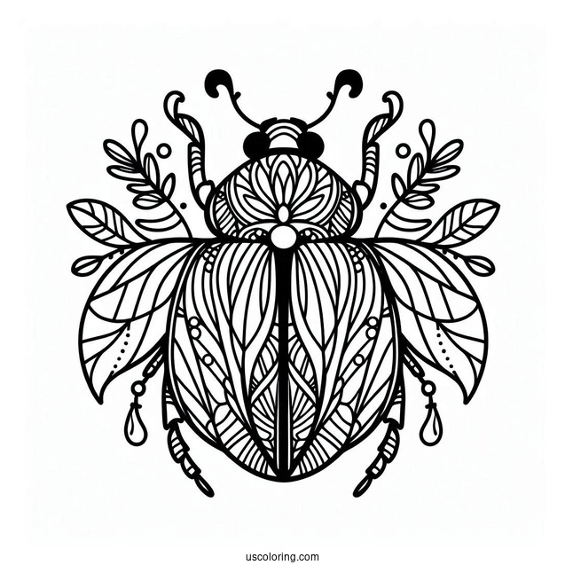 Flower Beetle Coloring Page Mandala