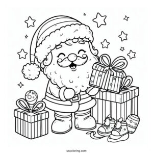 Adorable Simple Santa Claus Coloring Page For Preschoolers