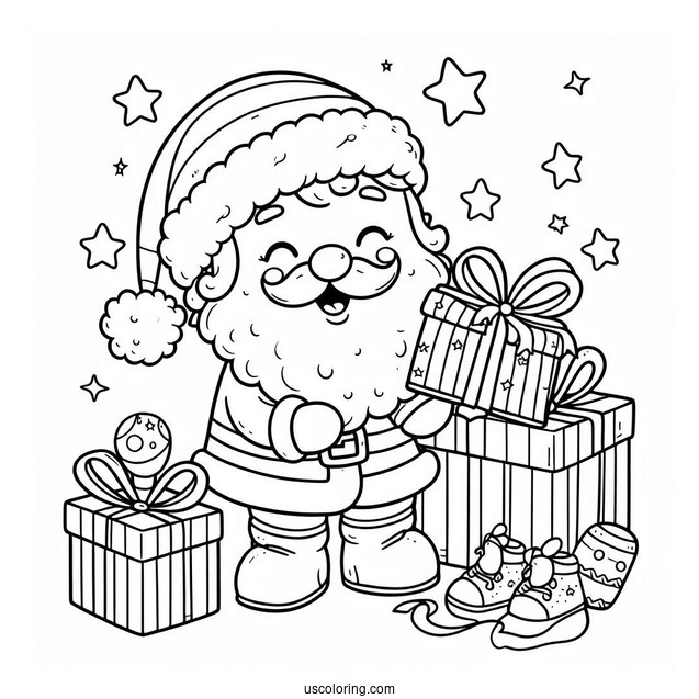 Adorable Simple Santa Claus Coloring Page For Preschoolers