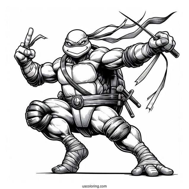 Ninja Turtles Coloring Page Of Spinter In Fighting Pose
