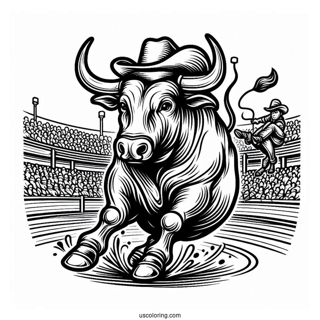 Coloring Sheet Of Rodeo In Stadium