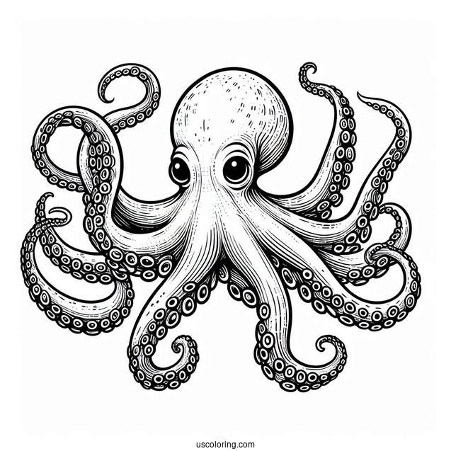 Realistic Octopus Coloring Page