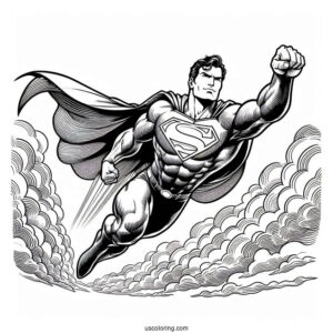 Superman Flying Coloring Page